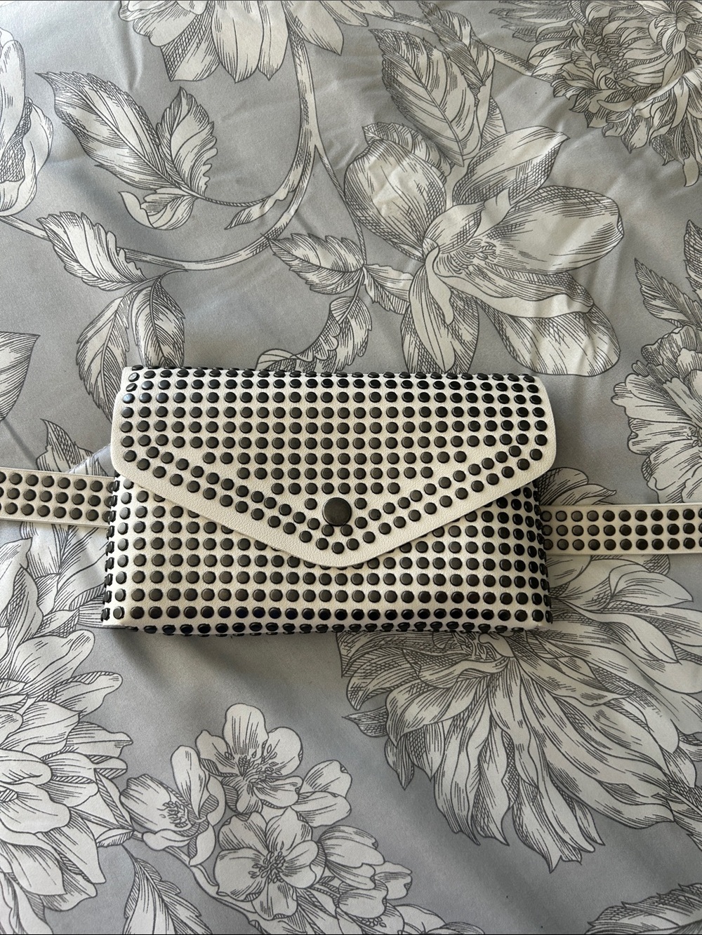 Torrid Studded White Belt Bag with Black Accents